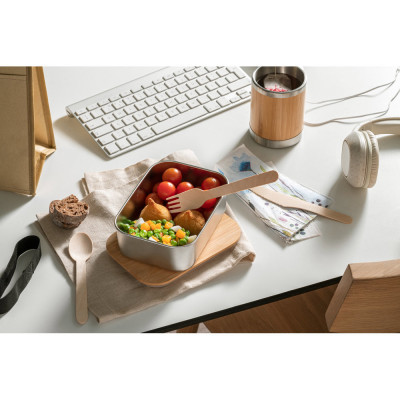 SHINO. Lunch Box. Stainless steel lunch box with bamboo lid